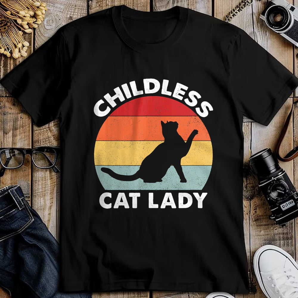 Cat Love Shirt, Funny Cat Lover Gift UnisexT-Shirt/Hoodie/Sweatshirt HLT00 - Vintage Childless Cat Lady T-Shirt