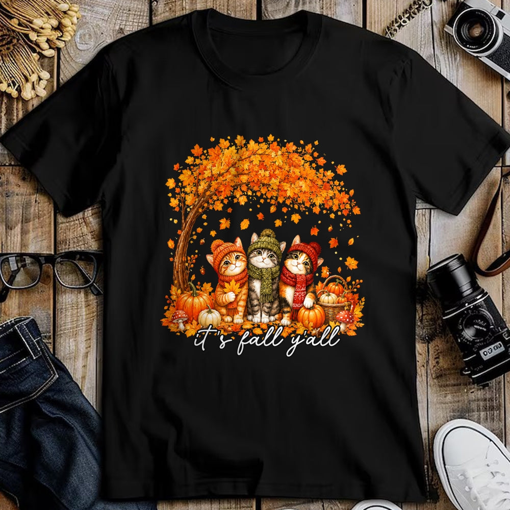 Cat Love Shirt, Funny Cat Lover Gift UnisexT-Shirt/Hoodie/Sweatshirt HLT00 - It_s Fall Y_all Cat Leaf Fall Tree Hello Autumn Thanksgiving T-Shirt