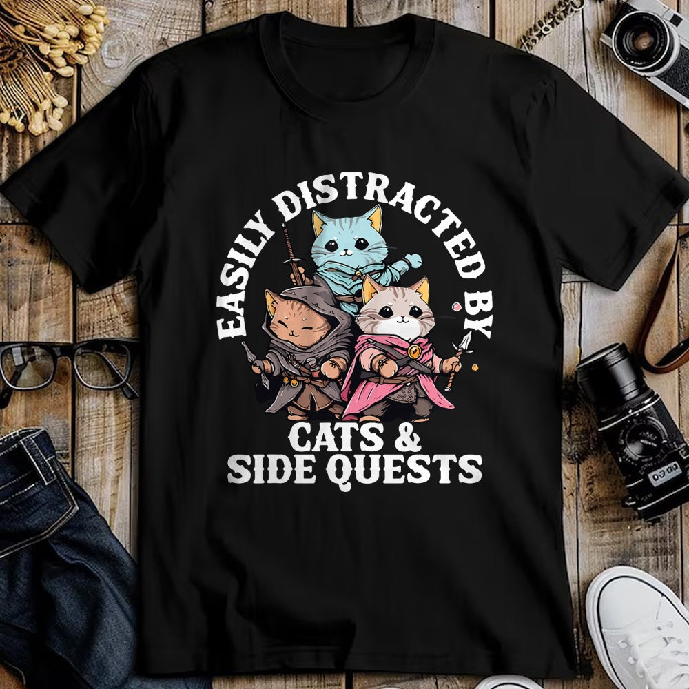 Cat Love Shirt, Funny Cat Lover Gift UnisexT-Shirt/Hoodie/Sweatshirt HLT00 - Cats Side Quest Distracted Tabletop Funny Men Women Kids Dad T-Shirt