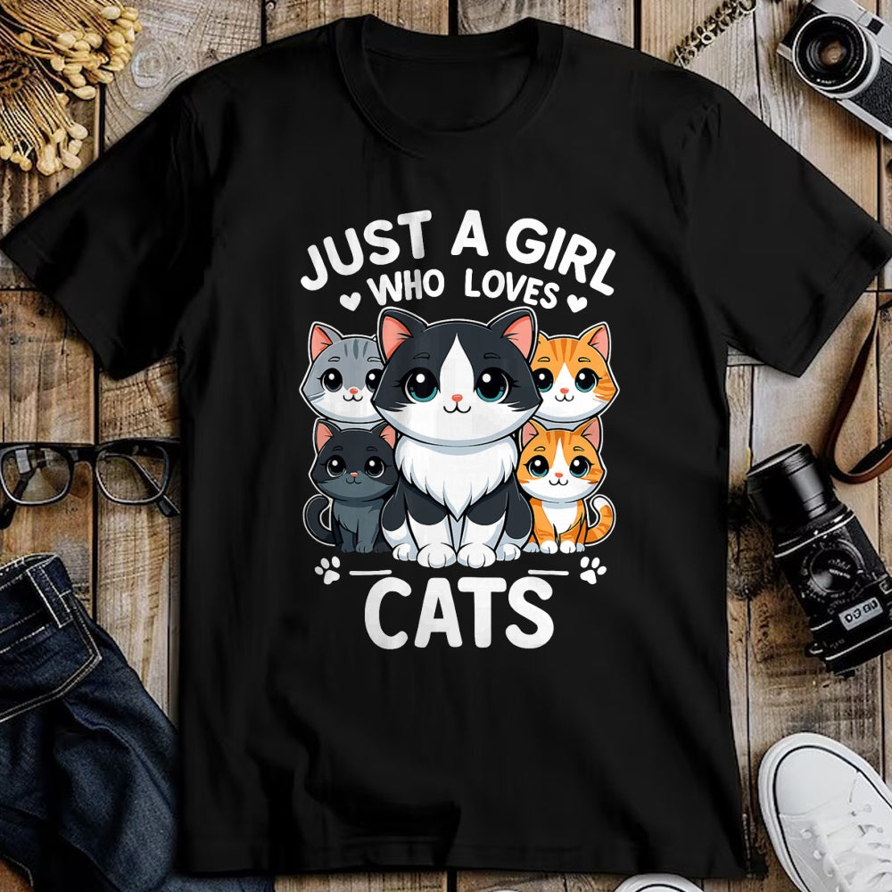 Cat Love Shirt, Funny Cat Lover Gift UnisexT-Shirt/Hoodie/Sweatshirt HLT00 - Just A Girl Who Loves Cats T-Shirt