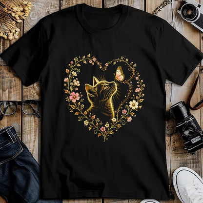 Cat Love Shirt, Funny Cat Lover Gift UnisexT-Shirt/Hoodie/Sweatshirt HLT00 - Butterfly Cat Floral Heart Cute Magical Art Aesthetic Design T-Shirt