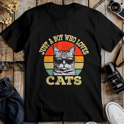 Cat Love Shirt, Funny Cat Lover Gift UnisexT-Shirt/Hoodie/Sweatshirt HLT00 - Vintage Just A Boy Who Loves Cats Boy Kid Cat Lover for Boys T-Shirt