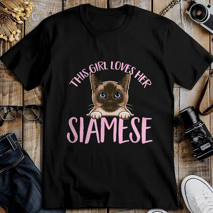 Cat Love Shirt, Funny Cat Lover Gift UnisexT-Shirt/Hoodie/Sweatshirt HLT00 - Siamese Cat This Girl Loves Her Siamese Cat T-Shirt