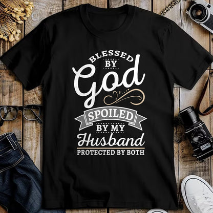 Best Husband Shirt, Wife and Husband Unisex T-Shirt/Hoodie/Sweatshirt HLT00 - Blessed by God and Spoiled by My Husband T Shirt T-Shirt