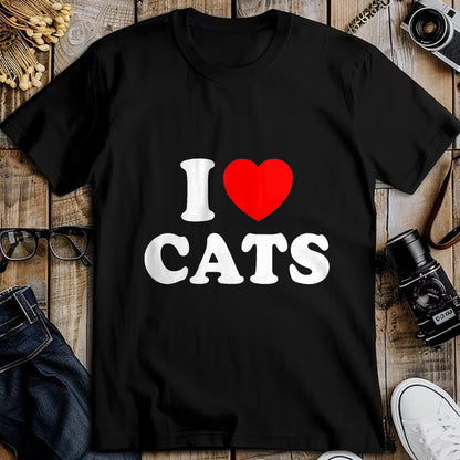 Cat Love Shirt, Funny Cat Lover Gift UnisexT-Shirt/Hoodie/Sweatshirt HLT00 - I Love Cats I Heart Cats T-Shirt, Men, Black, Small