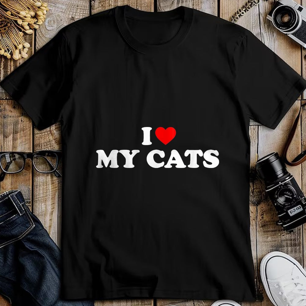 Cat Love Shirt, Funny Cat Lover Gift UnisexT-Shirt/Hoodie/Sweatshirt HLT00 - I Love My Cats T-Shirt, Women, Black, X-Small (1)