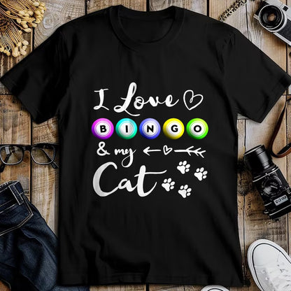 Cat Love Shirt, Funny Cat Lover Gift UnisexT-Shirt/Hoodie/Sweatshirt HLT00 - Bingo Shirt for Women, I Love Bingo and my Cat Bingo gift T-Shirt