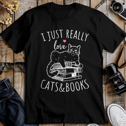 Cat Love Shirt, Funny Cat Lover Gift UnisexT-Shirt/Hoodie/Sweatshirt HLT00 - I Just Really Love Reading Books And Cats Funny Cat And book T-Shirt (1)