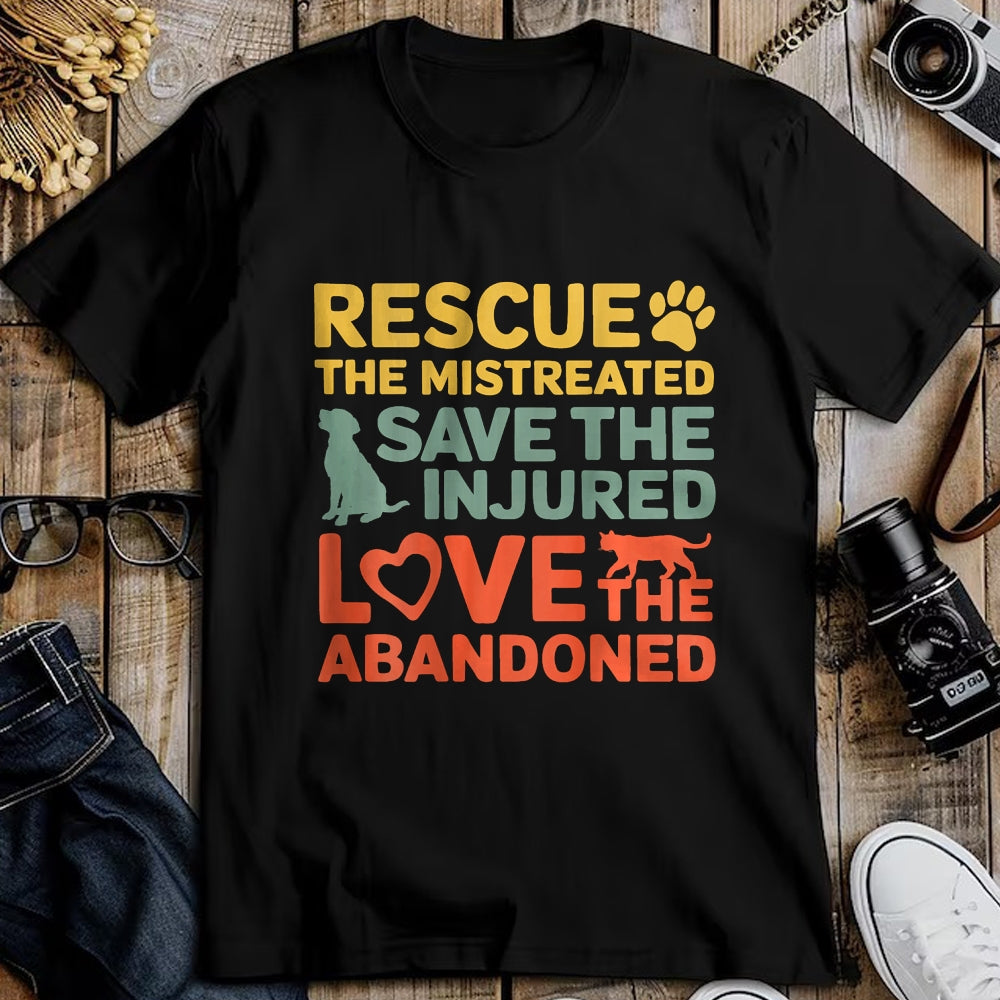 Cat Love Shirt, Funny Cat Lover Gift UnisexT-Shirt/Hoodie/Sweatshirt HLT00 - Animal Rescue Gifts Rescue the Mistreated Save the Injured Love the Abandoned Unisex T-Shirt - Black