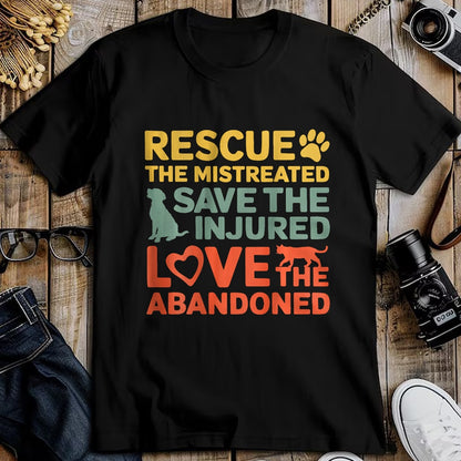 Cat Love Shirt, Funny Cat Lover Gift UnisexT-Shirt/Hoodie/Sweatshirt HLT00 - Animal Rescue Gifts Rescue the Mistreated Save the Injured Love the Abandoned Unisex T-Shirt - Black