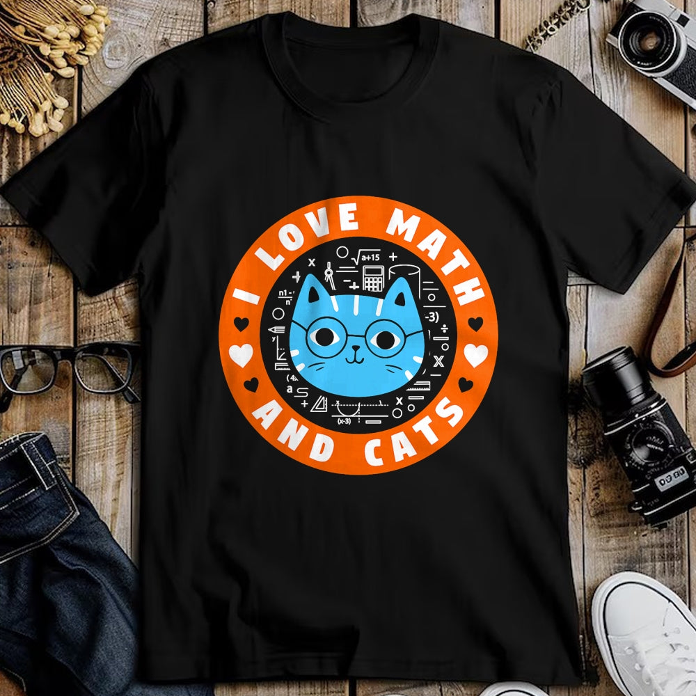 Cat Love Shirt, Funny Cat Lover Gift UnisexT-Shirt/Hoodie/Sweatshirt HLT00 - I Love Math and Cats Funny Cat Lover Math Teacher T-Shirt