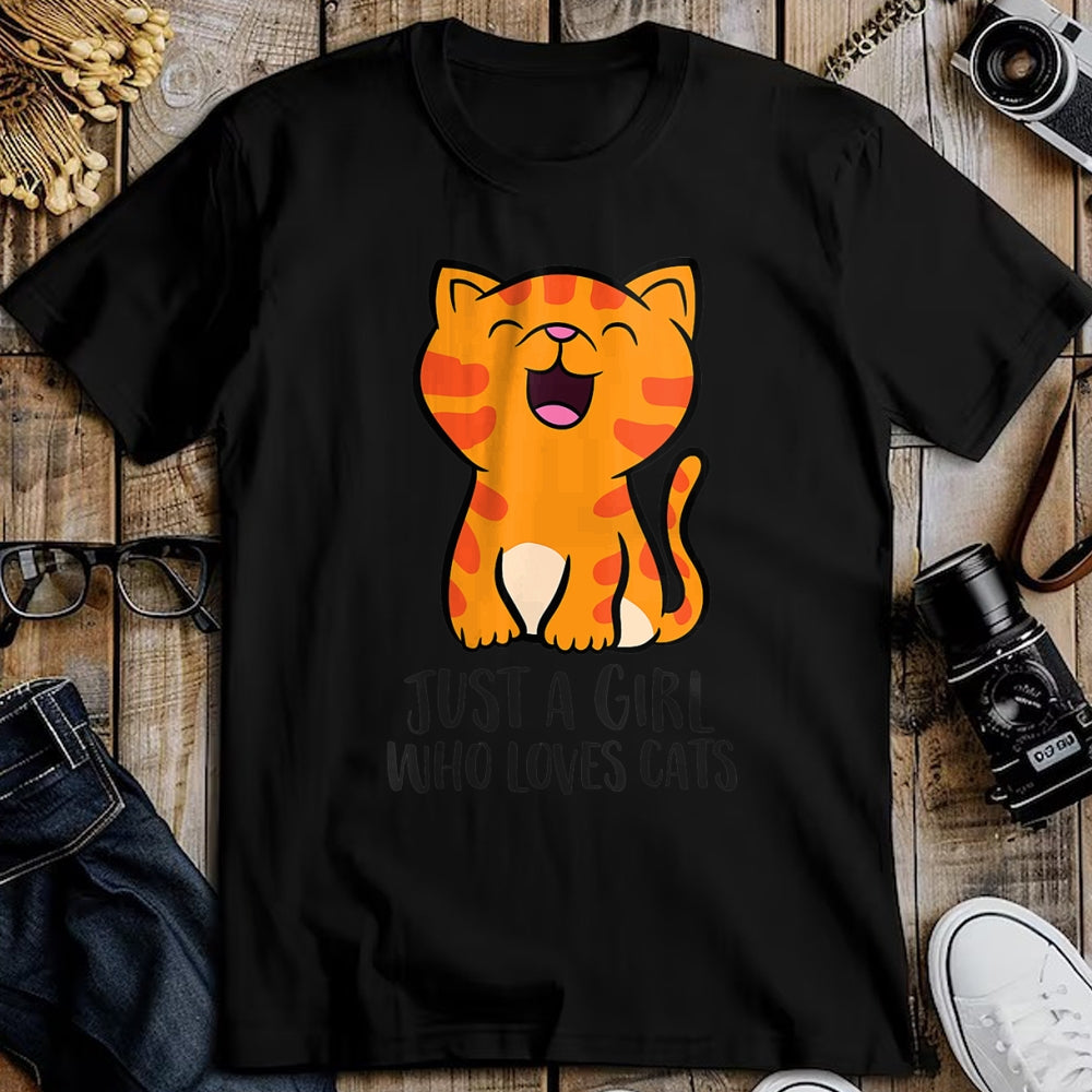 Cat Love Shirt, Funny Cat Lover Gift UnisexT-Shirt/Hoodie/Sweatshirt HLT00 - Womens Just a Girl Who Loves Cats Kitten V-Neck T-Shirt (1)