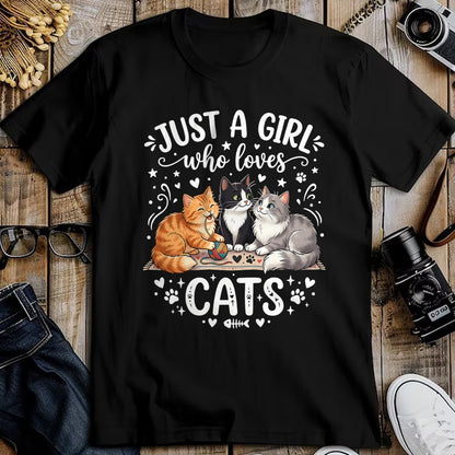 Cat Love Shirt, Funny Cat Lover Gift UnisexT-Shirt/Hoodie/Sweatshirt HLT00 - Just A Girl Who Loves Cats T-Shirt (2)