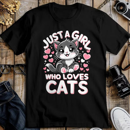 Cat Love Shirt, Funny Cat Lover Gift UnisexT-Shirt/Hoodie/Sweatshirt HLT00 - Just A Girl Who Loves Cats Cute Cat T-Shirt