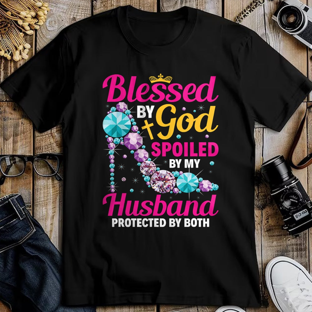 Best Husband Shirt, Wife and Husband Unisex T-Shirt/Hoodie/Sweatshirt HLT00 - Christian Wife Jesus Blessed by God Spoiled by My Husband T-Shirt