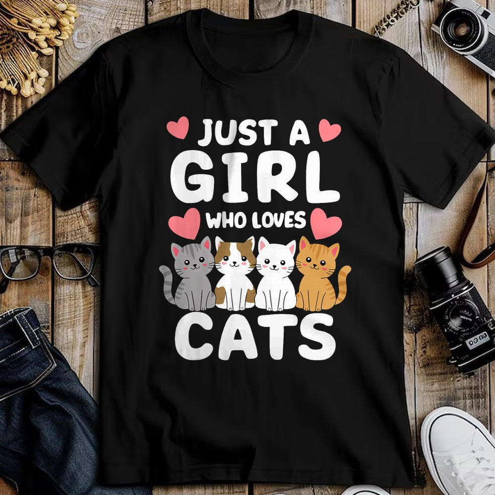 Cat Love Shirt, Funny Cat Lover Gift UnisexT-Shirt/Hoodie/Sweatshirt HLT00 - Cat Just A Girl Who Loves Cats T-Shirt (2)