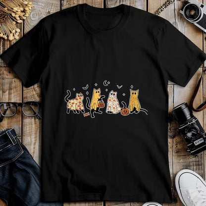 Cat Love Shirt, Funny Cat Lover Gift UnisexT-Shirt/Hoodie/Sweatshirt HLT00 - Cute Black Cats in Ghost Costume Women and Men Halloween T-Shirt, Women, Black, Medium