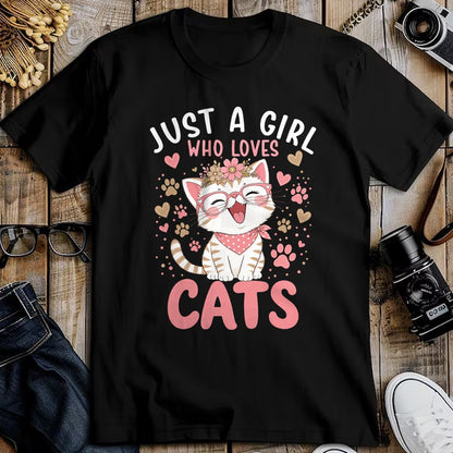 Cat Love Shirt, Funny Cat Lover Gift UnisexT-Shirt/Hoodie/Sweatshirt HLT00 - Just A Girl Who Loves Cats Cute Floral Animals Lover T-Shirt
