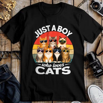 Cat Love Shirt, Funny Cat Lover Gift UnisexT-Shirt/Hoodie/Sweatshirt HLT00 - Just A Boy Who Loves Cats Funny Boys Kids Pets Lovers T-Shirt