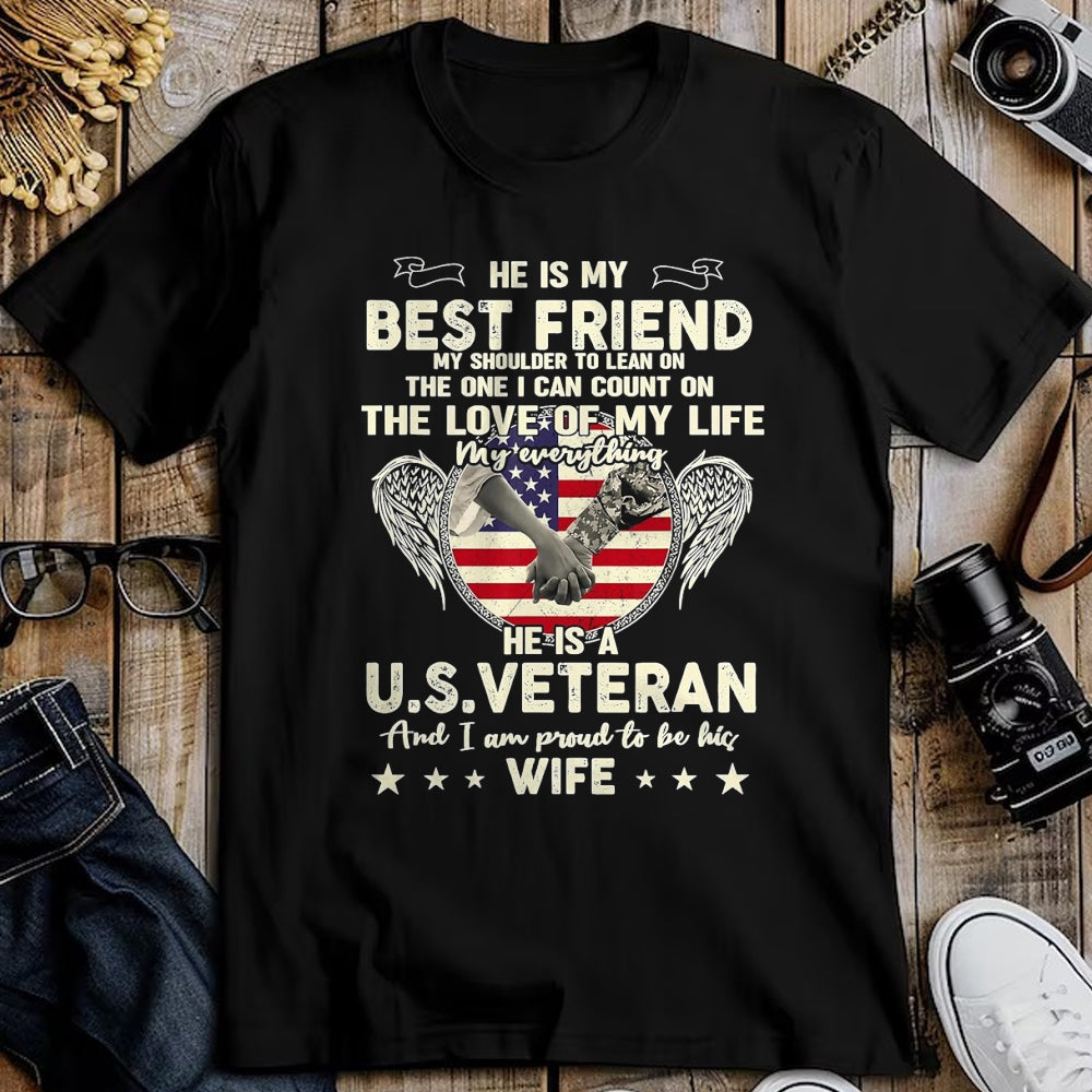Best Husband Shirt, Wife and Husband Unisex T-Shirt/Hoodie/Sweatshirt HLT00 - Proud U.S. Veteran Wife Love & Support T-Shirt, Men, Black, 3X-Large