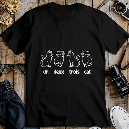 Cat Love Shirt, Funny Cat Lover Gift UnisexT-Shirt/Hoodie/Sweatshirt HLT00 - Un Deux Trois Cat - French Cat Lover Kitty Owner T-Shirt, Men, Black, 3X-Large