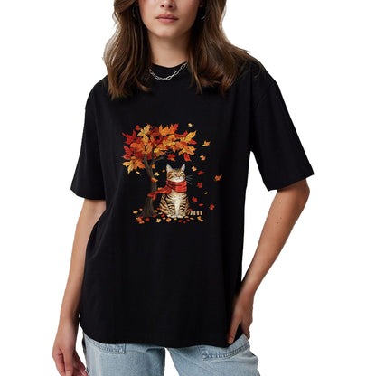 Cat Love Shirt, Funny Cat Lover Gift UnisexT-Shirt/Hoodie/Sweatshirt HLT00 - Cat Leaf Fall Tree Hello Autumn Thanksgiving It_s Fall Y_all T-Shirt