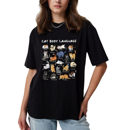 Cat Love Shirt, Funny Cat Lover Gift UnisexT-Shirt/Hoodie/Sweatshirt HLT00 - Cat Body Language Cute Cat Lover Kawaii T-Shirt