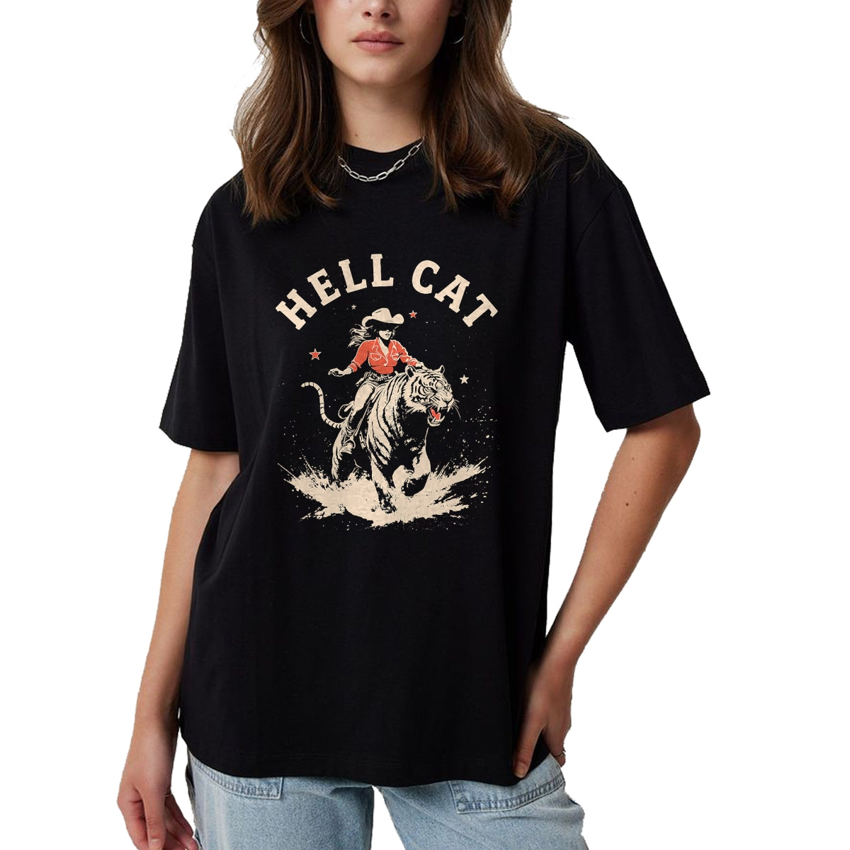 Cat Love Shirt, Funny Cat Lover Gift UnisexT-Shirt/Hoodie/Sweatshirt HLT00 - hell cat cowgirl riding tiger vintage funny T-Shirt