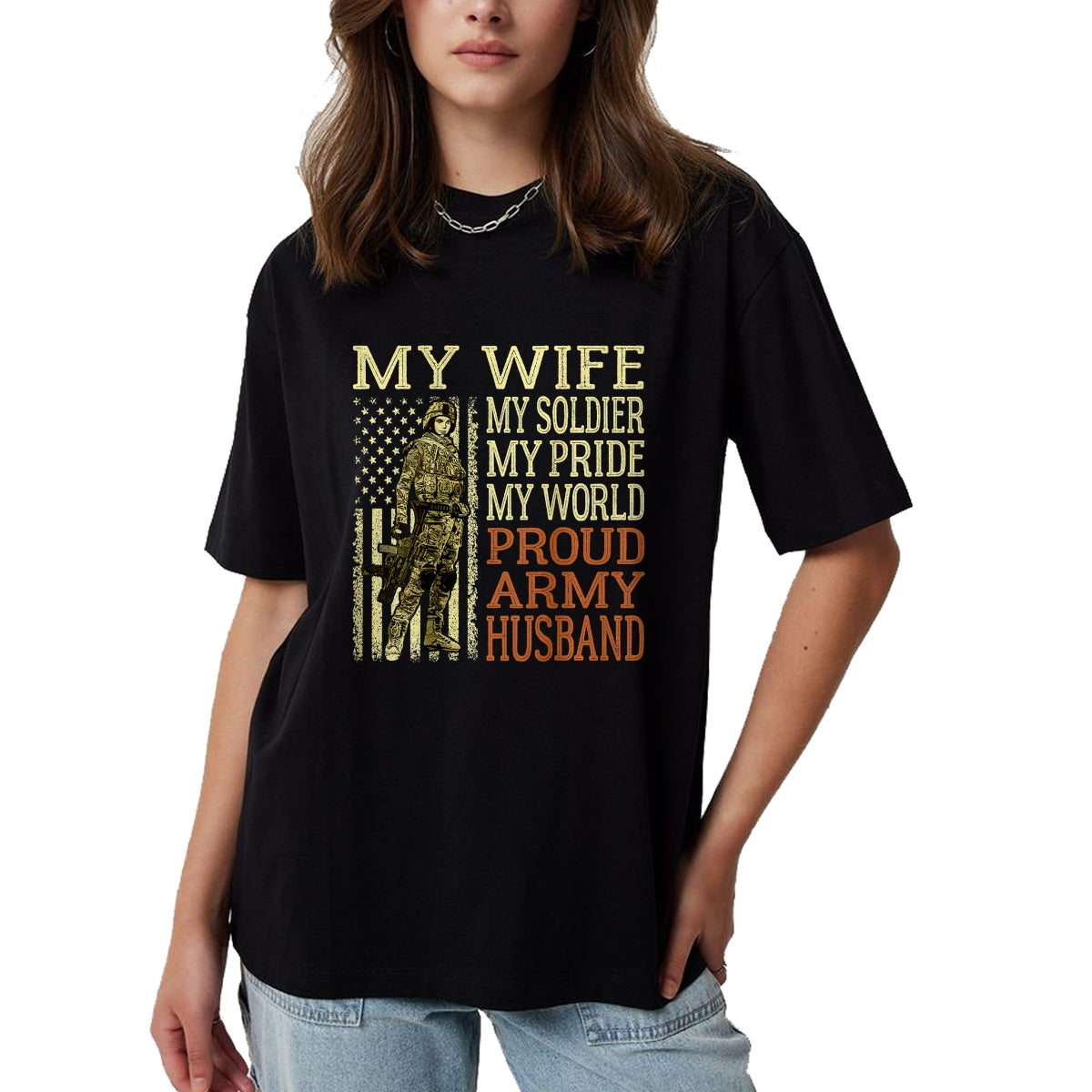 Best Husband Shirt, Wife and Husband Unisex T-Shirt/Hoodie/Sweatshirt HLT00 - My Wife My Soldier Hero - Proud Army Husband Military Spouse T-Shirt
