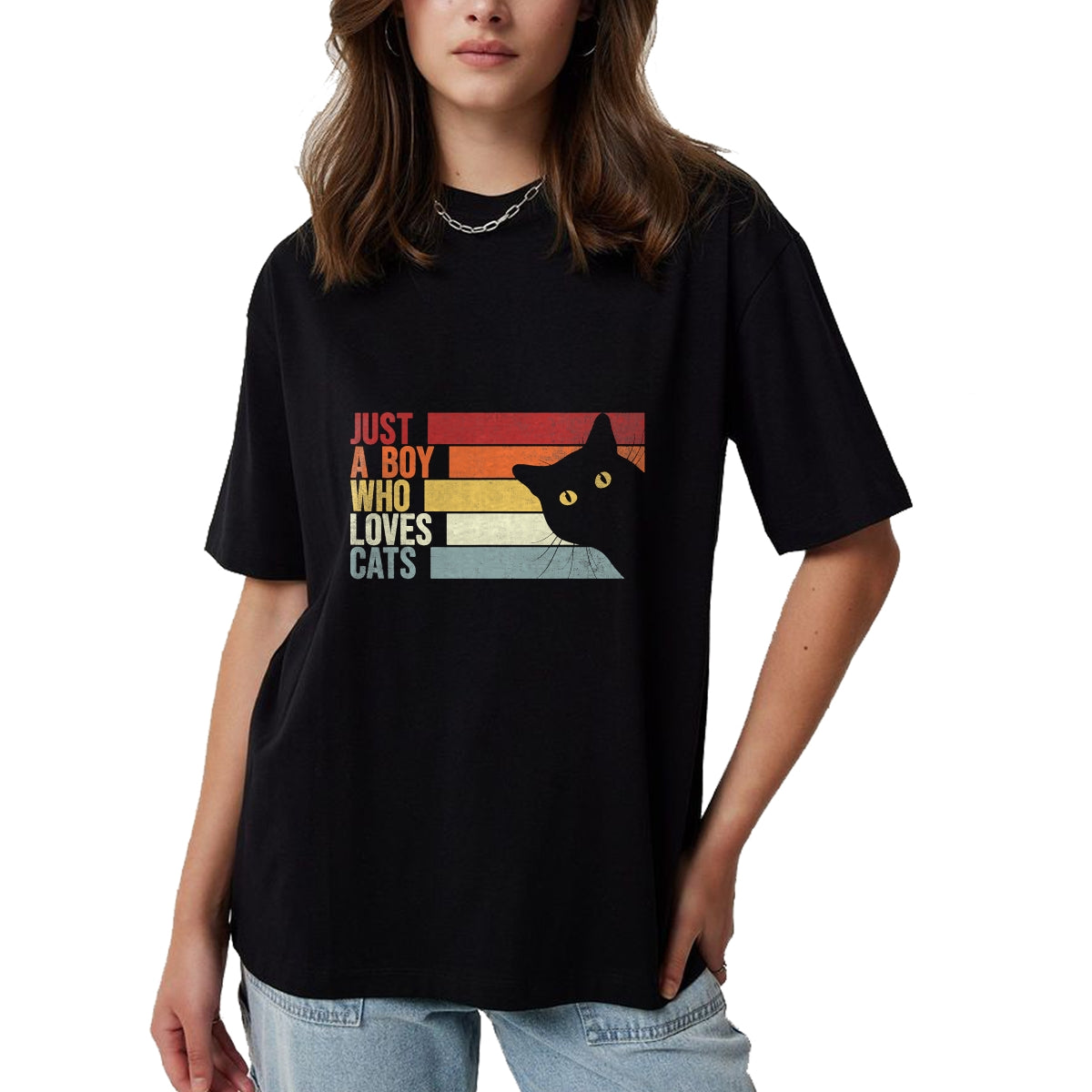Cat Love Shirt, Funny Cat Lover Gift UnisexT-Shirt/Hoodie/Sweatshirt HLT00 - Just A Boy Who Loves Cats. Funny Cats Lover T-Shirt (2)