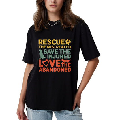 Cat Love Shirt, Funny Cat Lover Gift UnisexT-Shirt/Hoodie/Sweatshirt HLT00 - Animal Rescue Gifts Rescue the Mistreated Save the Injured Love the Abandoned Unisex T-Shirt - Black