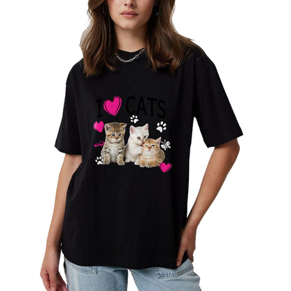 Cat Love Shirt, Funny Cat Lover Gift UnisexT-Shirt/Hoodie/Sweatshirt HLT00 - Cat Lover Tee Cute I Love Cats Kittens Hearts Paws Gift Idea T-Shirt