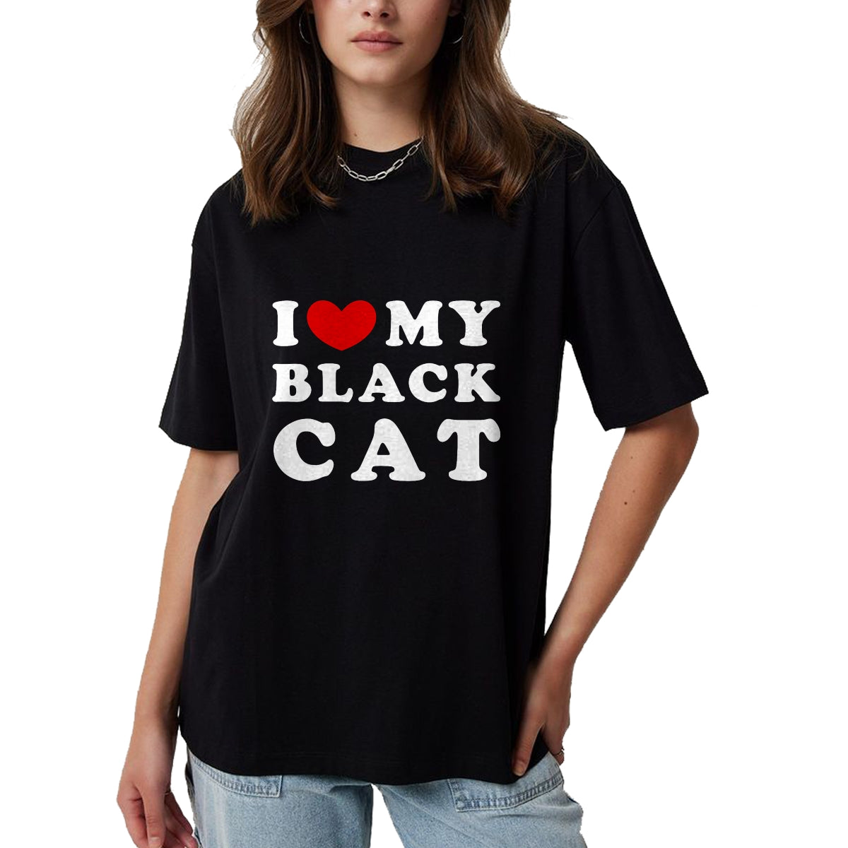 Cat Love Shirt, Funny Cat Lover Gift UnisexT-Shirt/Hoodie/Sweatshirt HLT00 - I Love My Black Cat, I Heart My Black Cat T-Shirt