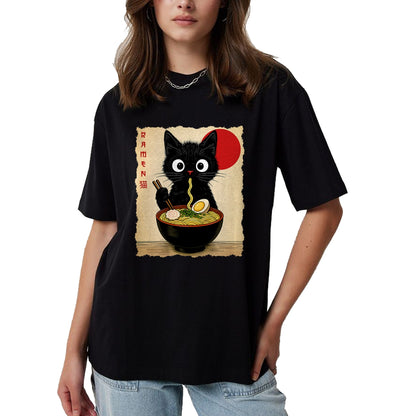 Cat Love Shirt, Funny Cat Lover Gift UnisexT-Shirt/Hoodie/Sweatshirt HLT00 - Anime Cat Ramen Japanese Funny Cat Graphic Tees Anime Gifts T-Shirt