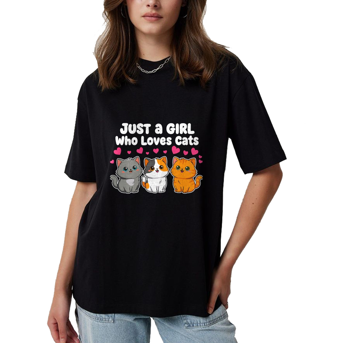 Cat Love Shirt, Funny Cat Lover Gift UnisexT-Shirt/Hoodie/Sweatshirt HLT00 - Just a Girl Who Loves Cats Cute Kittens T-Shirt