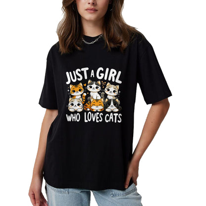 Cat Love Shirt, Funny Cat Lover Gift UnisexT-Shirt/Hoodie/Sweatshirt HLT00 - Cats Lover Just A Girl Who Loves Cat T-Shirt (1)