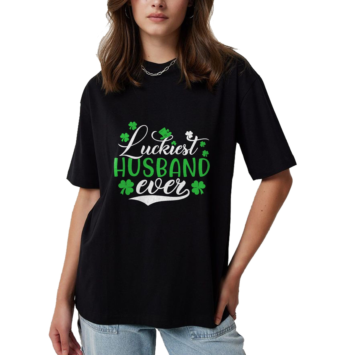 Best Husband Shirt, Wife and Husband Unisex T-Shirt/Hoodie/Sweatshirt HLT00 - Luckiest Husband Ever Shamrock Lucky St Patrick_s Day T-Shirt