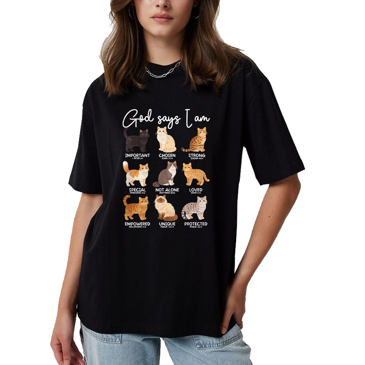Cat Love Shirt, Funny Cat Lover Gift UnisexT-Shirt/Hoodie/Sweatshirt HLT00 - God Says I Am Bible Verses Christian Scripture Cat T-Shirt