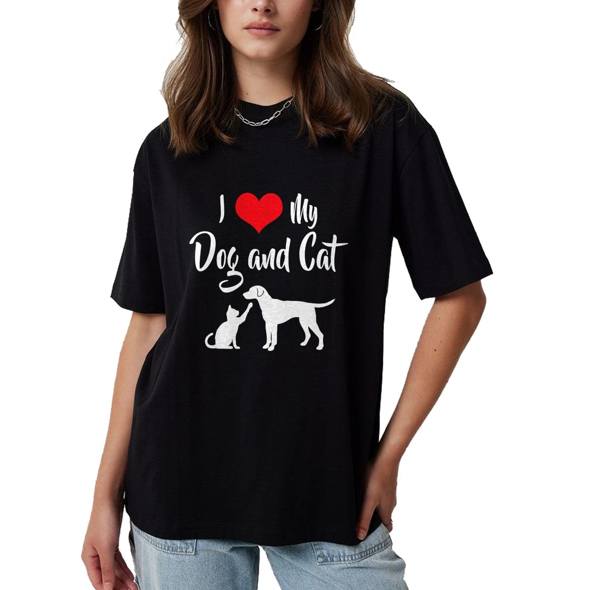 Cat Love Shirt, Funny Cat Lover Gift UnisexT-Shirt/Hoodie/Sweatshirt HLT00 - I Love My Dog And Cat T-Shirt (1)
