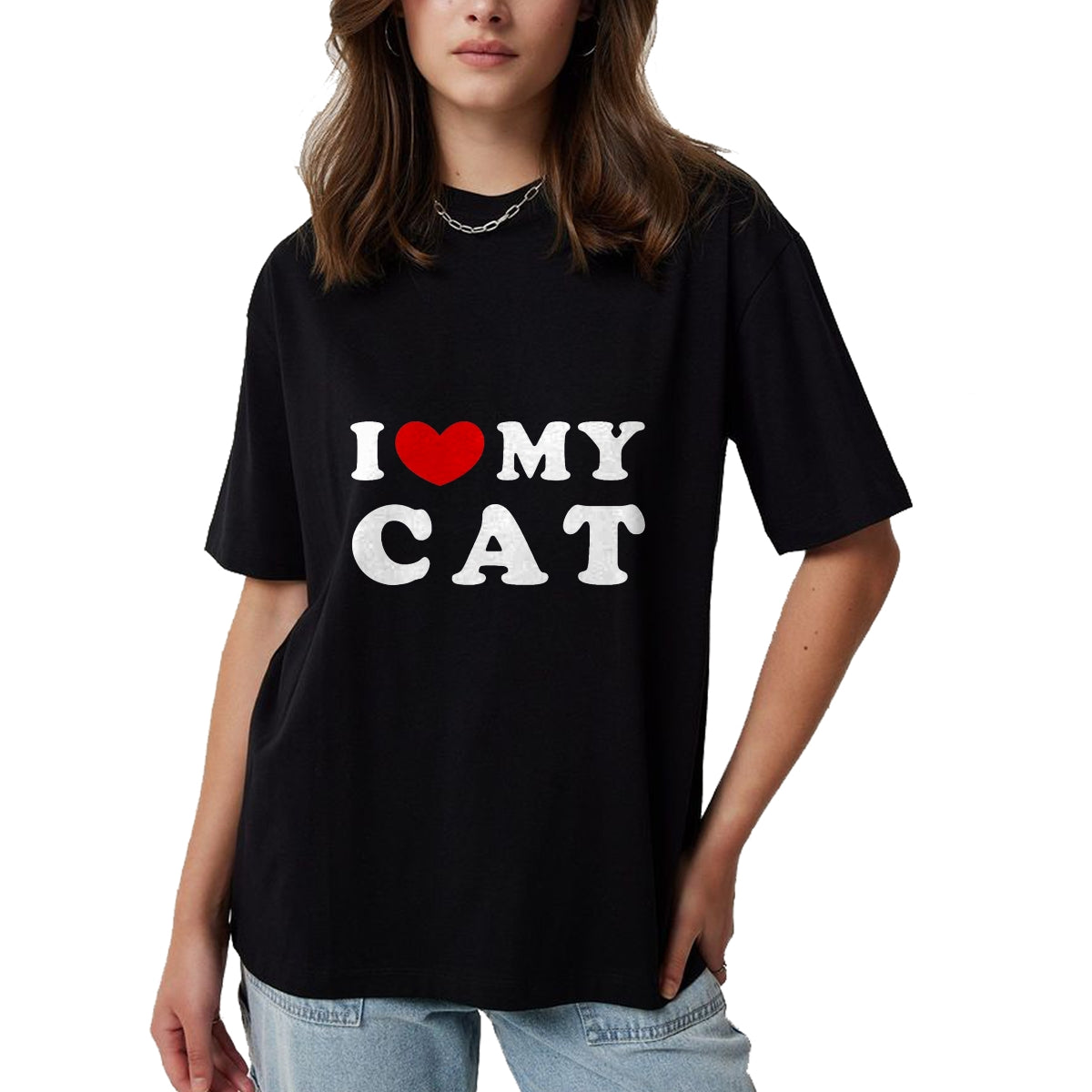 Cat Love Shirt, Funny Cat Lover Gift UnisexT-Shirt/Hoodie/Sweatshirt HLT00 - I Love My Cat, I Heart My Cat T-Shirt, Men, Black, 3X-Large