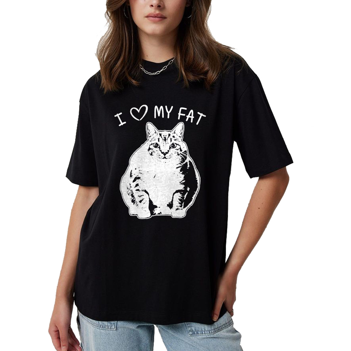 Cat Love Shirt, Funny Cat Lover Gift UnisexT-Shirt/Hoodie/Sweatshirt HLT00 - I Love My Fat Cat Funny Cat Lover T-Shirt Gift Idea T-Shirt