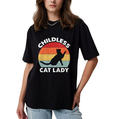 Cat Love Shirt, Funny Cat Lover Gift UnisexT-Shirt/Hoodie/Sweatshirt HLT00 - Vintage Childless Cat Lady T-Shirt