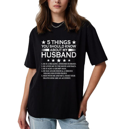 Best Husband Shirt, Wife and Husband Unisex T-Shirt/Hoodie/Sweatshirt HLT00 - 5 Things You Should Know About My Husband Marriage T-Shirt (1)