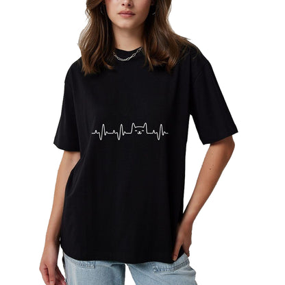 Cat Love Shirt, Funny Cat Lover Gift UnisexT-Shirt/Hoodie/Sweatshirt HLT00 - Cat Heartbeat Love Cats Women_s Girls Cat Lover T-Shirt