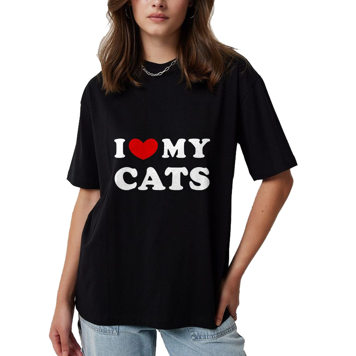Cat Love Shirt, Funny Cat Lover Gift UnisexT-Shirt/Hoodie/Sweatshirt HLT00 - I Love My Cats, I Heart My Cats T-Shirt, Men, Black, 3X-Large