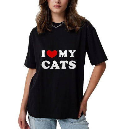 Cat Love Shirt, Funny Cat Lover Gift UnisexT-Shirt/Hoodie/Sweatshirt HLT00 - I Love My Cats, I Heart My Cats T-Shirt, Men, Black, 3X-Large