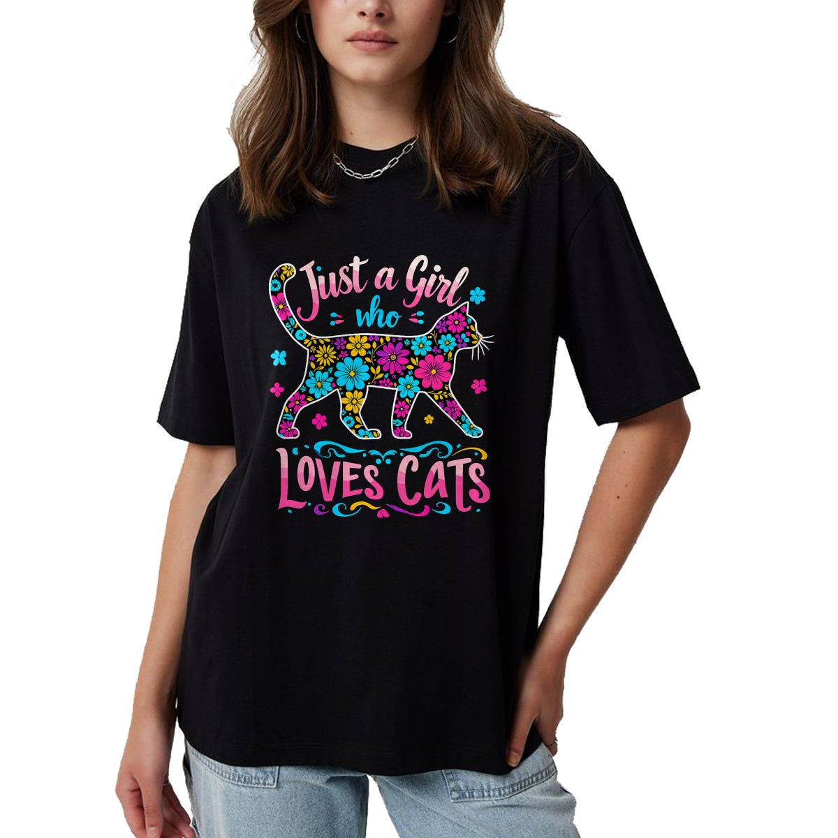 Cat Love Shirt, Funny Cat Lover Gift UnisexT-Shirt/Hoodie/Sweatshirt HLT00 - Cat Cute Just A Girl Who Loves Cats T-Shirt