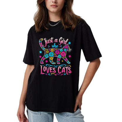 Cat Love Shirt, Funny Cat Lover Gift UnisexT-Shirt/Hoodie/Sweatshirt HLT00 - Cat Cute Just A Girl Who Loves Cats T-Shirt