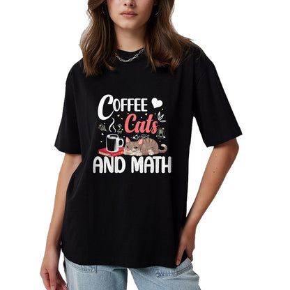 Cat Love Shirt, Funny Cat Lover Gift UnisexT-Shirt/Hoodie/Sweatshirt HLT00 - I Love Math Cats And Coffee Heart Mathematics Teacher T-Shirt