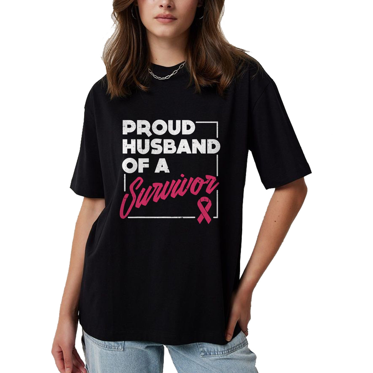 Best Husband Shirt, Wife and Husband Unisex T-Shirt/Hoodie/Sweatshirt HLT00 - Proud Husband of Survivor Breast Cancer Awareness Men Gift T-Shirt